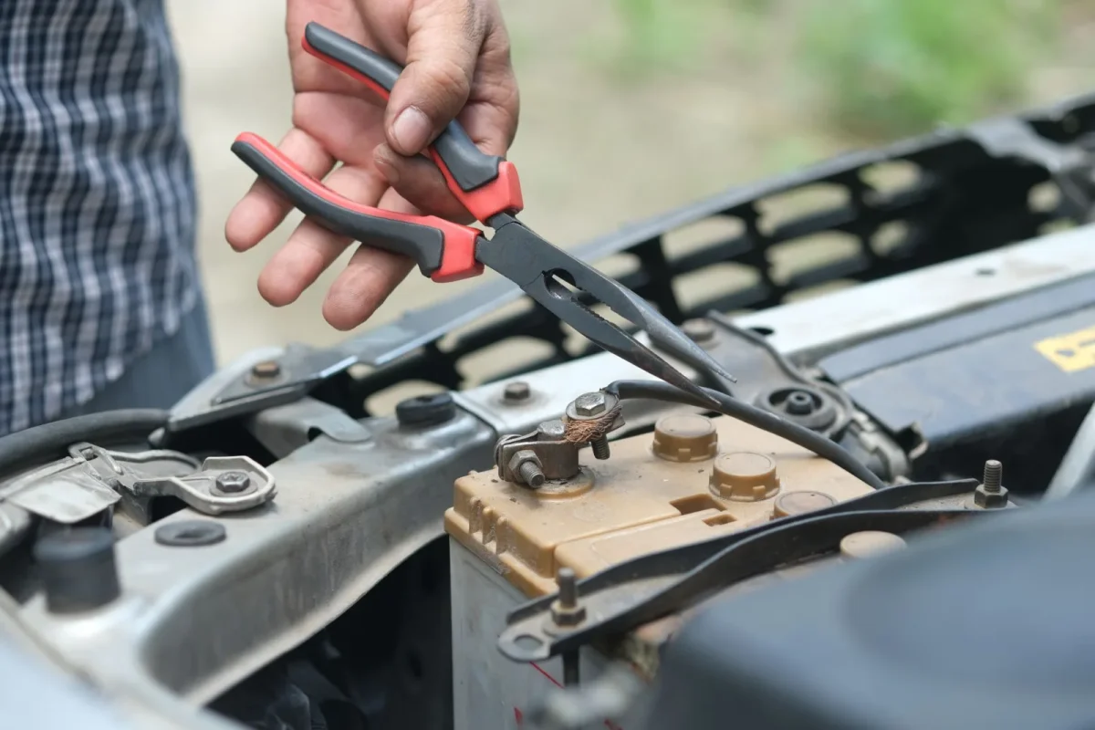 Checking resting battery voltage on a UTV with a multimeter